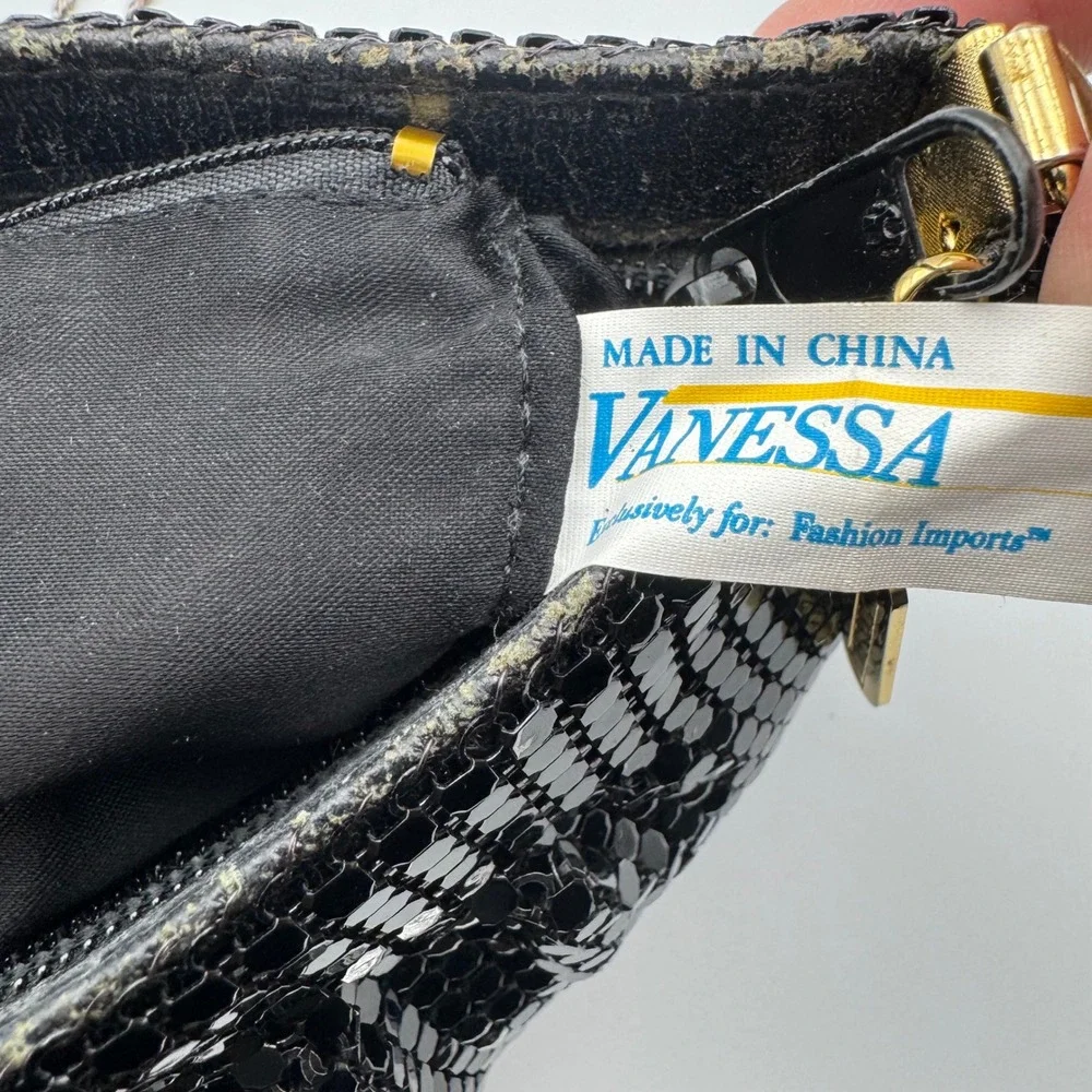 Vanessa Black‎ Mesh Evening Bag Chain Strap Glamorous Party Clutch